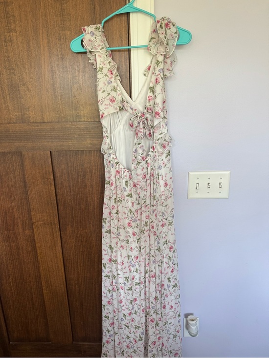 Trixxi Dresses & Skirts - Floral Ruffle Maxi Dress - Pink & Cream